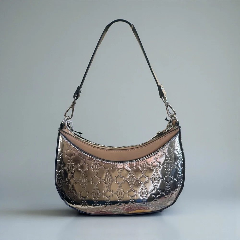 NWT Nanette Lepore Metallic Embossed Chain Shoulder Bag –Luxe Evening Crossbody